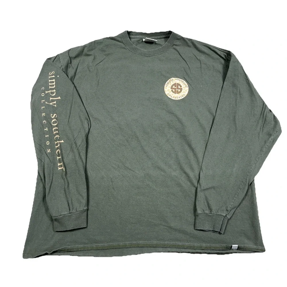 Simply Southern Shirt Women XXL 2XL Green Long Sleeve God Religious Jesus  Olive - Picture 2 of 11